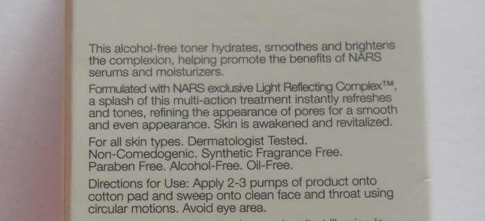 Product description NARS hydrating toner