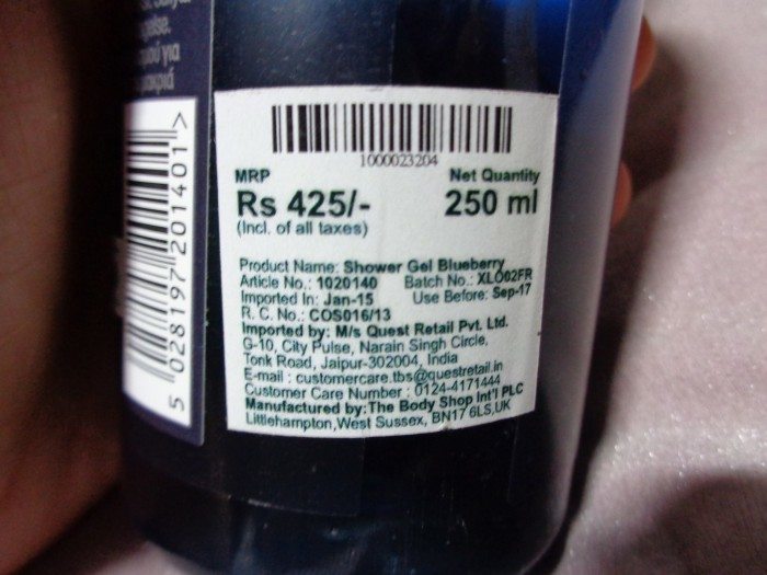 The Body Shop Blueberry Shower Gel Price