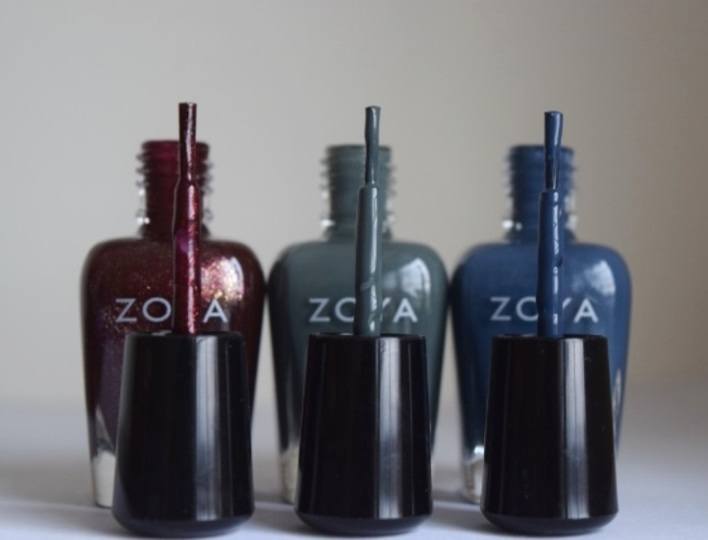 Zoya Professional Nail Lacquer in shades India, Evvie, and Natty 2