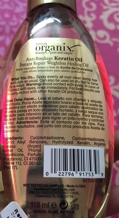 Organix Anti-Breakage Keratin Oil Instant Repair Weightless Healing Oil 