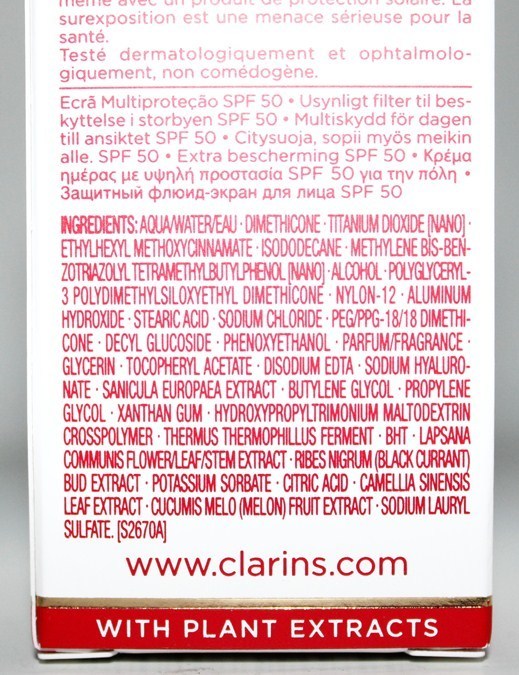 Clarins ingredients list
