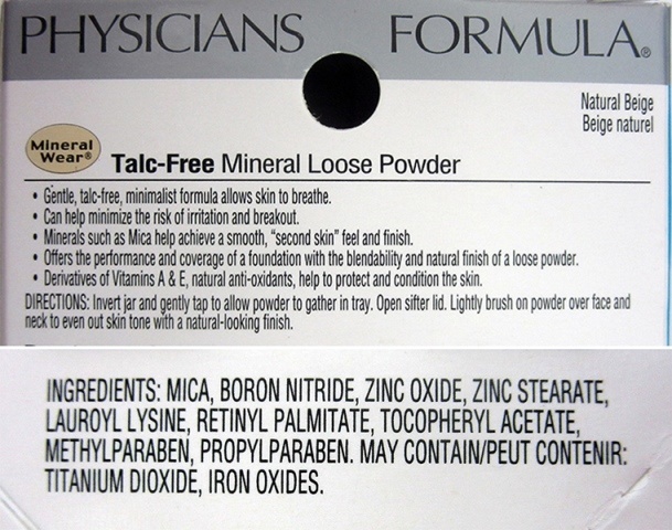 Physicians Formula Mineral Wear Talc Free Mineral Loose Powder ingredients