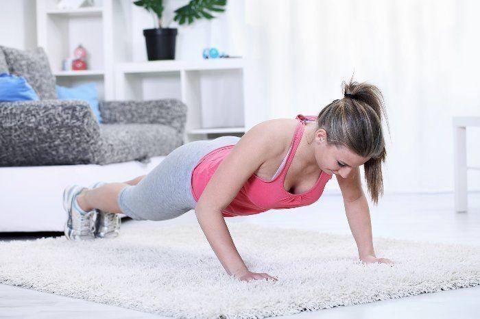 women exercise at home