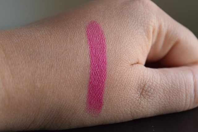 Pink lipstick swatch