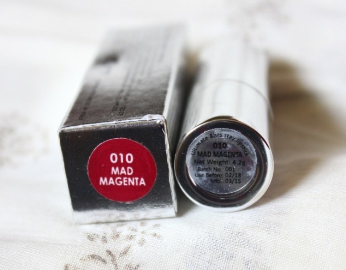 Colorbar 010 Mad Magenta Ultimate 8hrs Stay Lipstick Review1