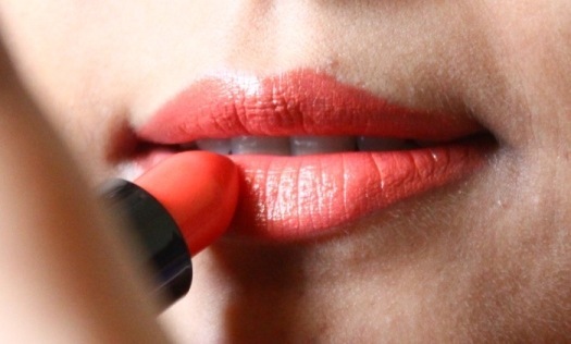Orange lipstick swatch