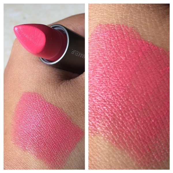 Neon pink lipstick swatch