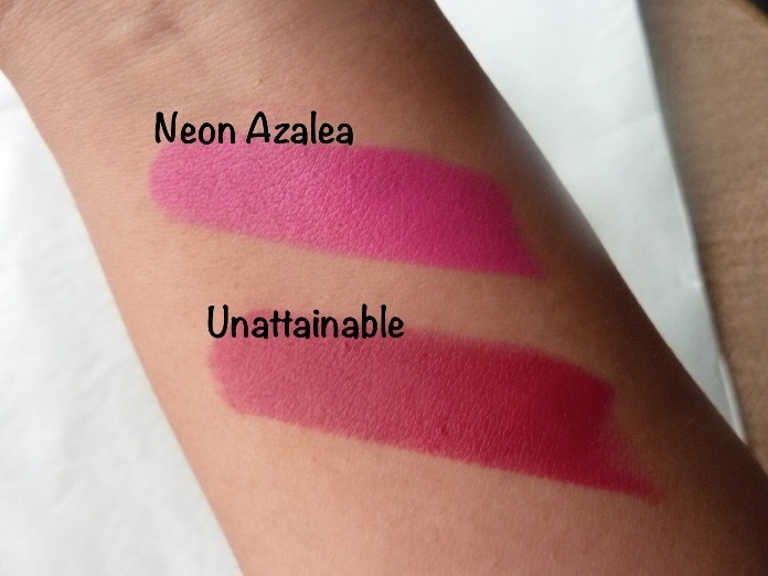 Estee Lauder Neon Azalea Envy Matte Sculpting Lipstick swatches