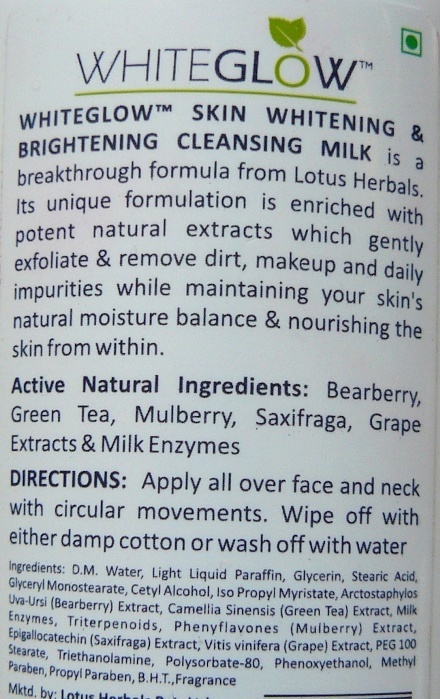 Lotus Herbals Whiteglow Skin Whitening and Brightening Cleansing Milk Review2