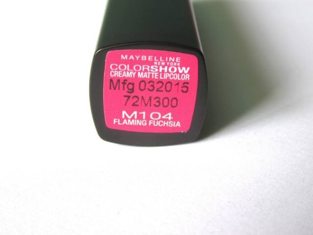 Maybelline Flaming Fuchsia M104 Color Show Matte Lipstick 4