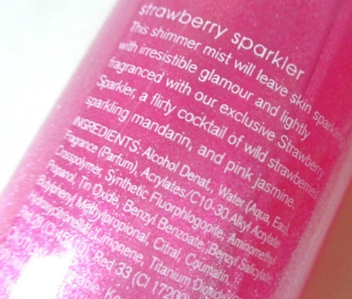 Bath and body works strawberry sparkler shimmer mist ingredients