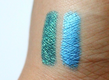 Colorbar Emerald Green I-Glide Eye Pencil Review + EOTD swatch comparison vivid blue