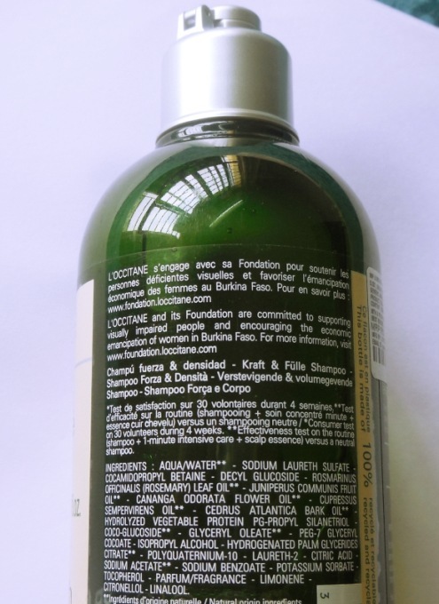 L’Occitane Body and Strength Shampoo Ingredients