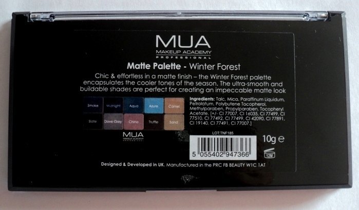 MUA Matte Collection Winter Forest Palette Review1