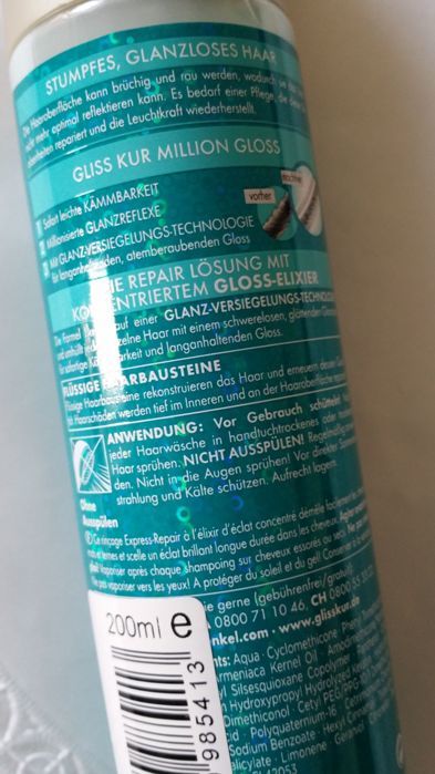 Schwarzkopf Gliss Kur Million Gloss Express Repair Conditioner Spray Review3