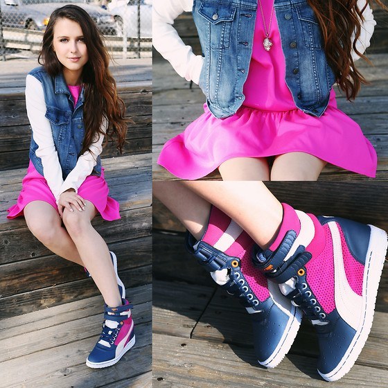 Awesome ways to style sneakers with feminine dresses_wedge