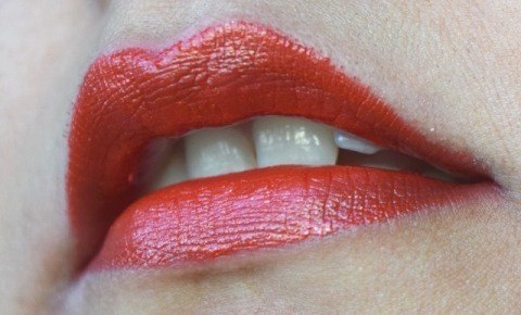 Bright red lips