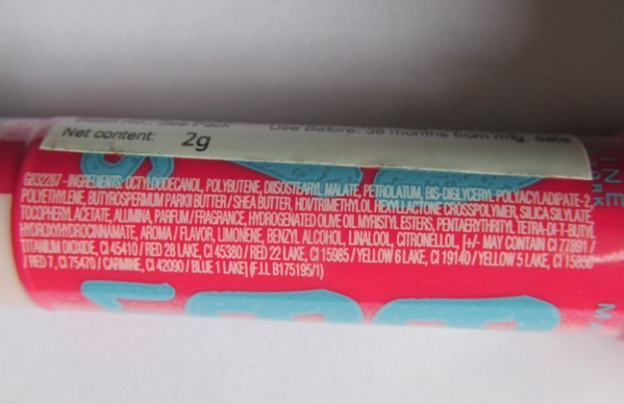 Maybelline Baby Lips Candy Wow Raspberry Review ingredients
