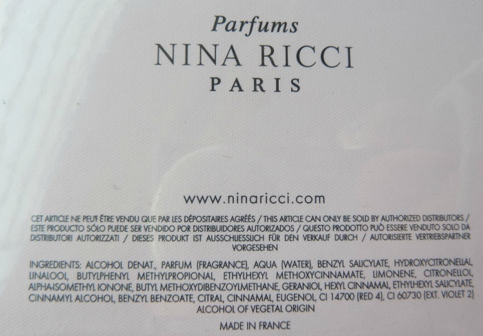Nina Ricci E'xtase Perfume Review ingredients
