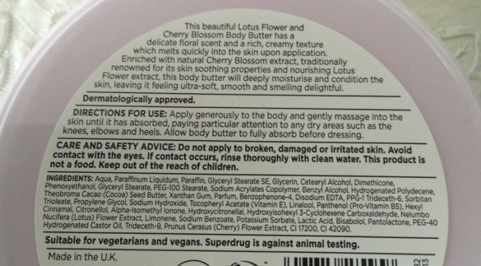 Superdrug Lotus Flower and Cherry Blossom Body Butter Review3