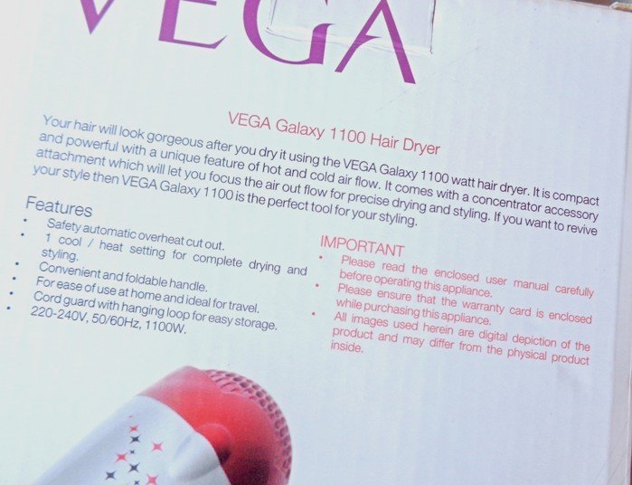 Vega Galaxy 1100 VHDH-06 Hair Dryer Review1