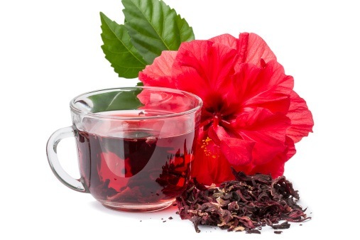 Red flower and hibiscus hot tea