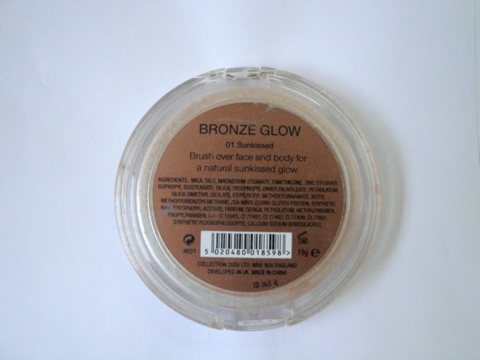 Collection 2000 Bronze Glow #01 Sun Kissed Review ingredients