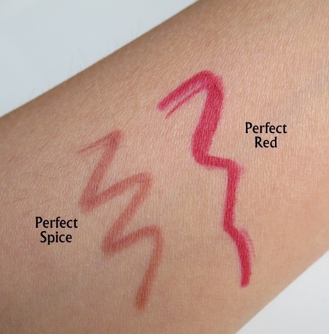 Hand swatch red lip liner