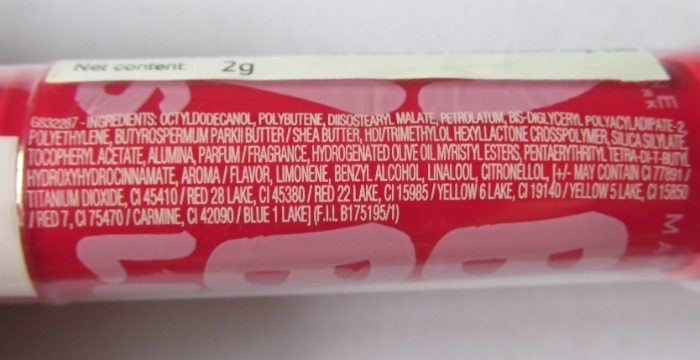 Maybelline Baby Lips Candy Wow in cherry Review_ingred
