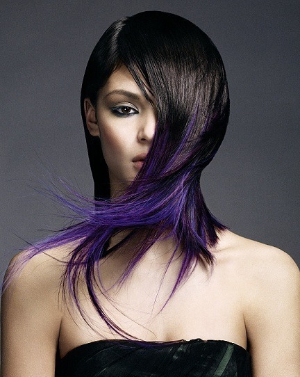 Purple highlights on black hair