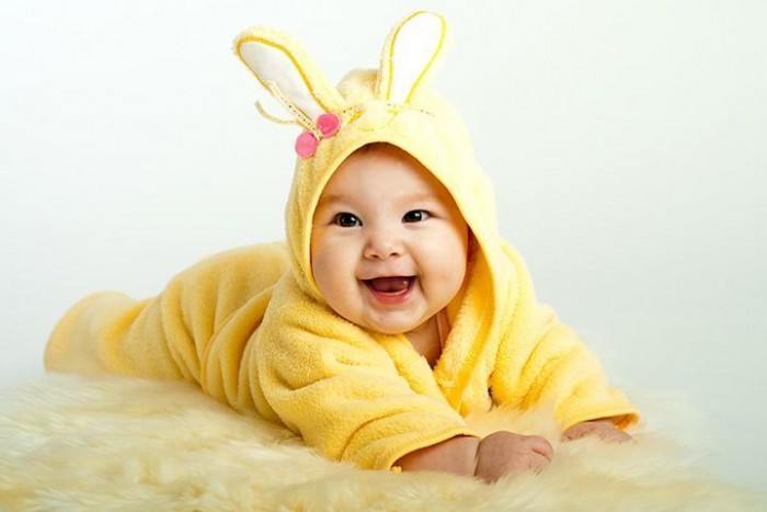 baby in a bunny suit