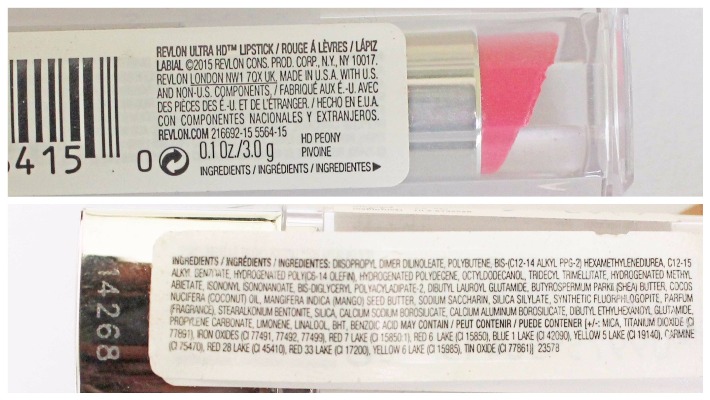 Ingredients HD lipstick
