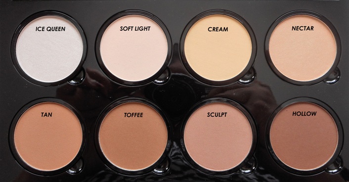 NYX Highlight and Contour Pro Palette shades