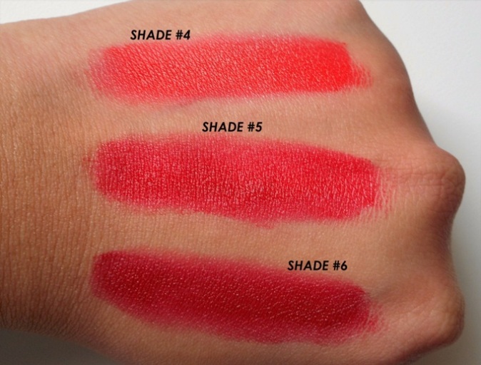 NYX Pro Lip Cream Palette in The Reds swatches on hands