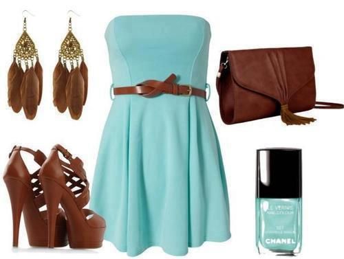 mint blue with brown