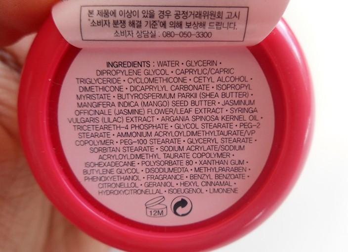 Ingredients hand cream
