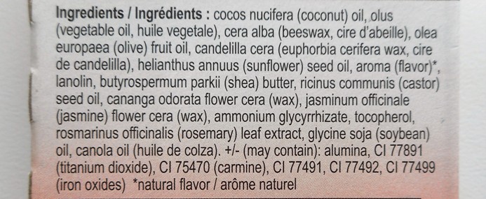 Ingredients lip balm