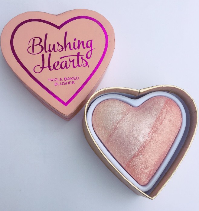Makeup Revolution I Heart Makeup Blushing Hearts Triple Baked Blusher Peachy Pink Kisses Review