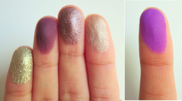 Swatches on finger