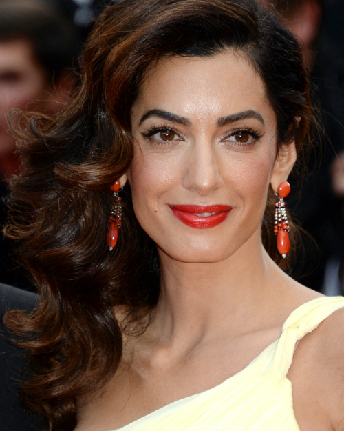 amal clooney matching lipstick and earring cannes 2016