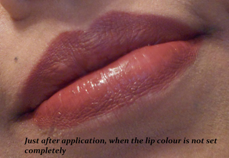 freshly applied lip color