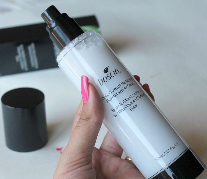Boscia white charcoal mattifying makeup setting spray bottle