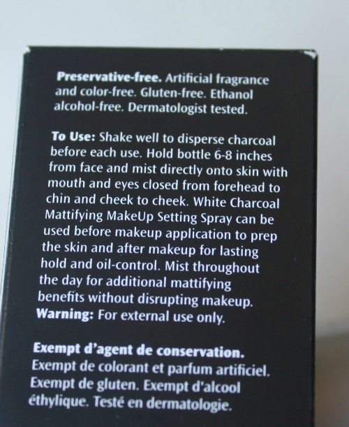 Boscia white charcoal mattifying makeup setting spray usage