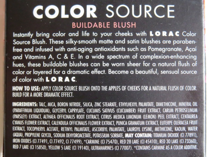 Ingredients list blush