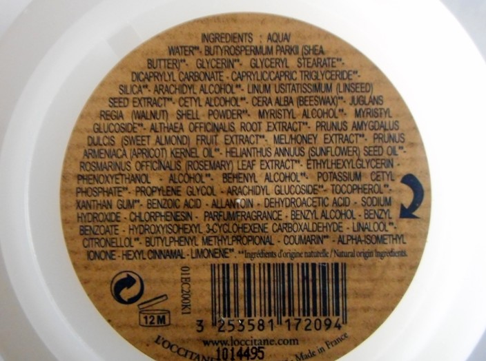 L'Occitane Shea Butter Ultra Rich Body Scrub ingredients