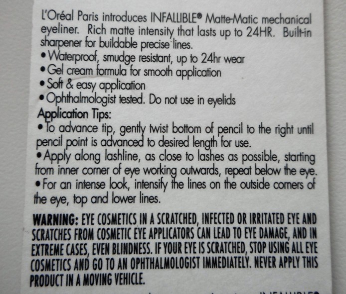 L'Oreal Infallible Never Fail Mechanical Liner in Matte Navy product description