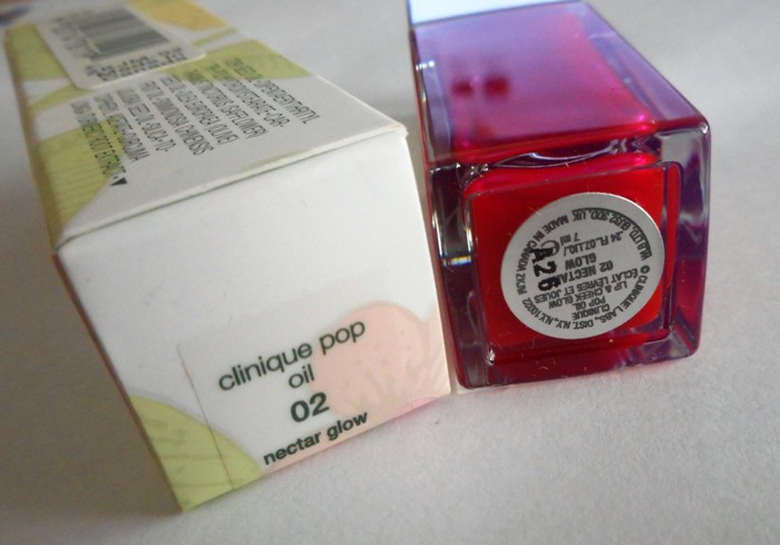Label of clinique lip oil nectar glow
