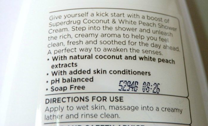 SuperDrug Coconut Shower Cream description