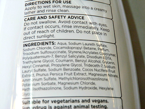 SuperDrug Coconut Shower Cream ingredients