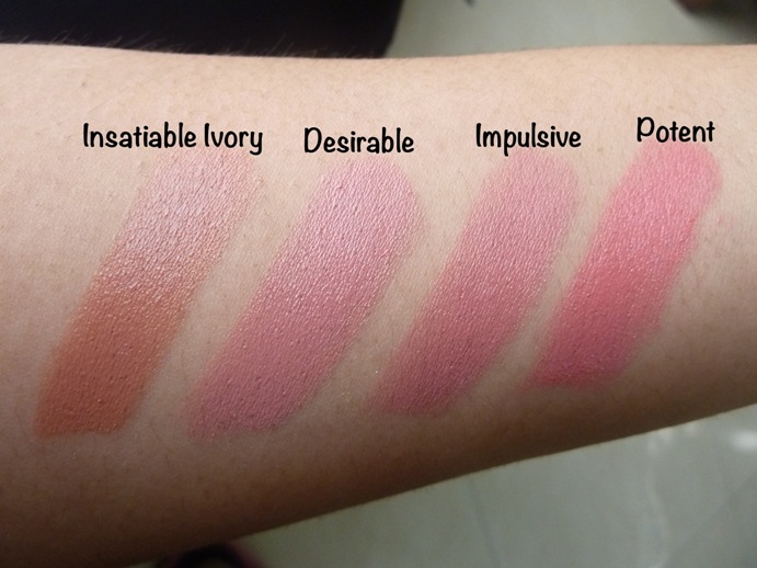 Swatches of the lipstick
